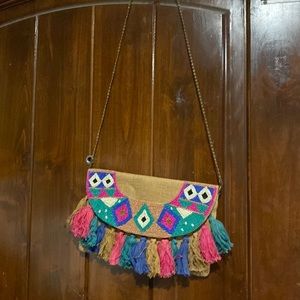 Gorgeous Floral Embroidered Authentic Artisanal Handwoven Mexican Clutch Handbag